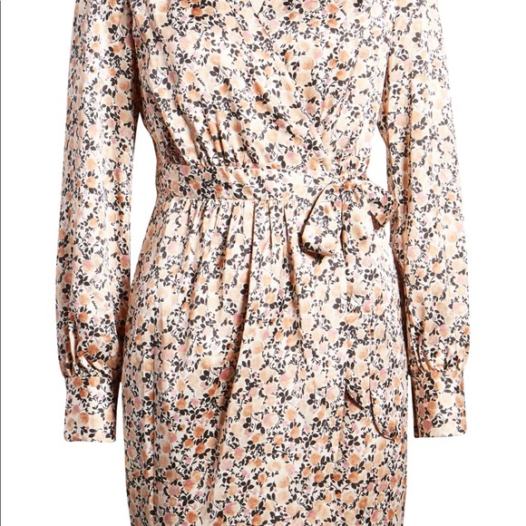 ** NWT LS SATIN WRAP DRESS ** - Picture 4 of 5